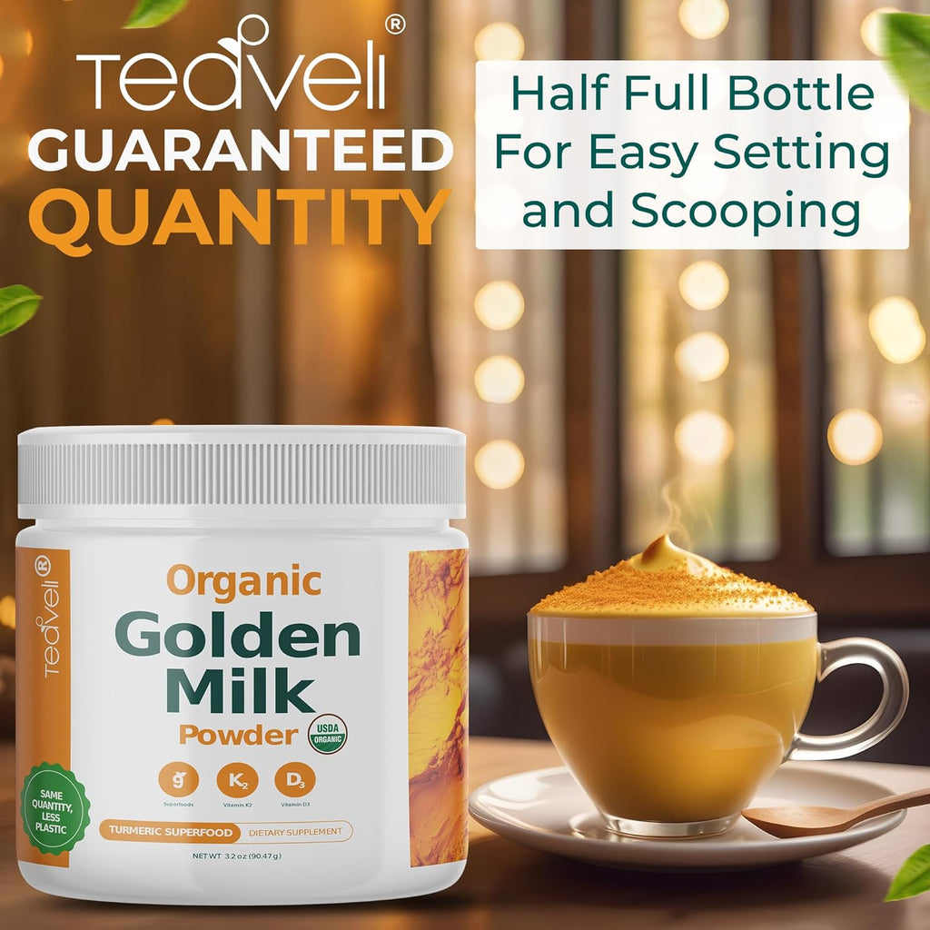 Teaveli® Organic Golden Milk Powder with Vitamins D3, K2 and Nine