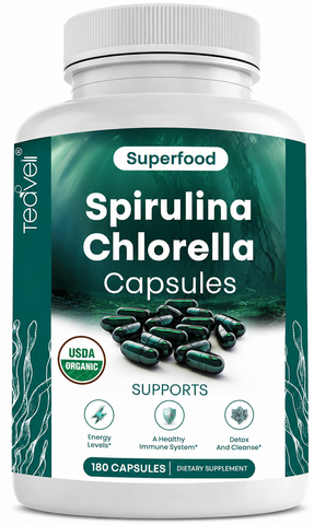 Organic Spirulina Chlorella - 180 Capsules