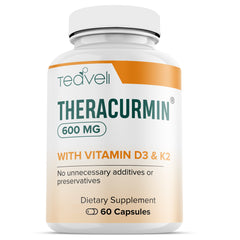 Premium Theracurmin Supplement with Vitamin D3 and K2 – Turmeric Curcumin Supplement - 60 Capsules (30 Servings)