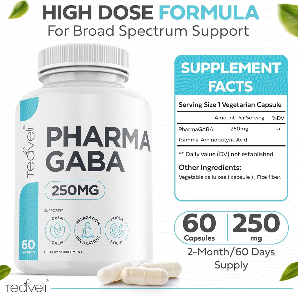 Teaveli® | Pharma GABA – Fermented GABA Supplement – 60 Count | 250 mg ...