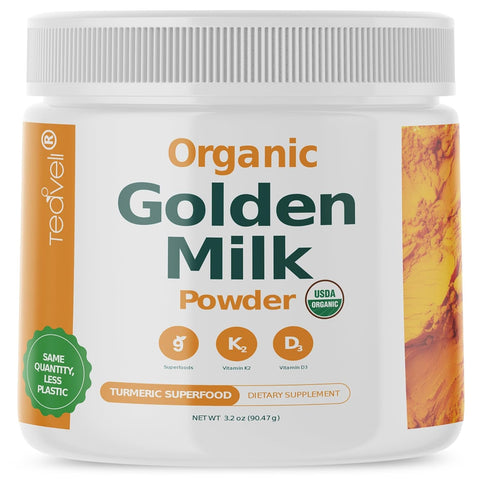 USDA Certified Organic Golden Milk Powder with Vitamin D3, K2 and Nine Superfoods